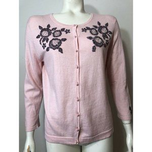 Caslon Light Pink Cardigan Sweater Beaded